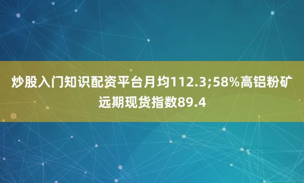 炒股入门知识配资平台月均112.3;58%高铝粉矿远期现货指数89.4